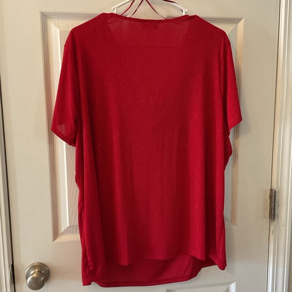 Jaclyn Smith Women’s 2X Red Short Sleeve Blouse - Picture 2 of 9